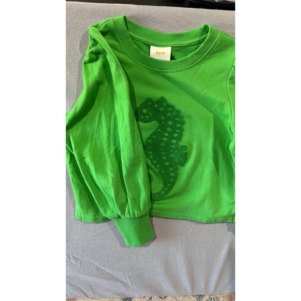 Maeve by Anthropologie Seahorse Green Bubble Sleeve Sweatshirt Small - Picture 7 of 7